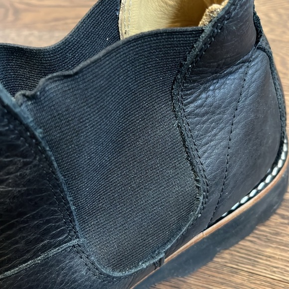 ROOTS SUPER-RARE SIZE 13 ANKLE BOOTS WITH ELASTIC SIDES PEBBLED BLACK LEATHER - Picture 6 of 9